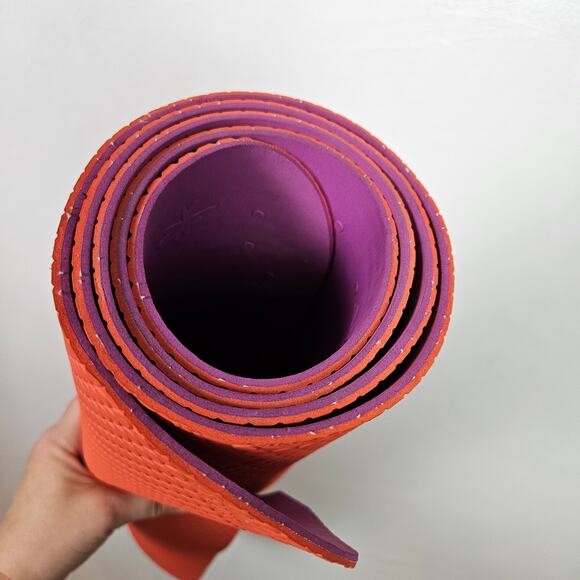 Manduka LiveOn Kids Yoga Mat Reversible Orange Purple Kindred + Carry Strap - Picture 10 of 13